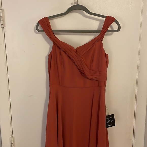 Lulu’s Romantic Elegance Terra Cotta Off-the-Shoulder Maxi Dress - Picture 4 of 7